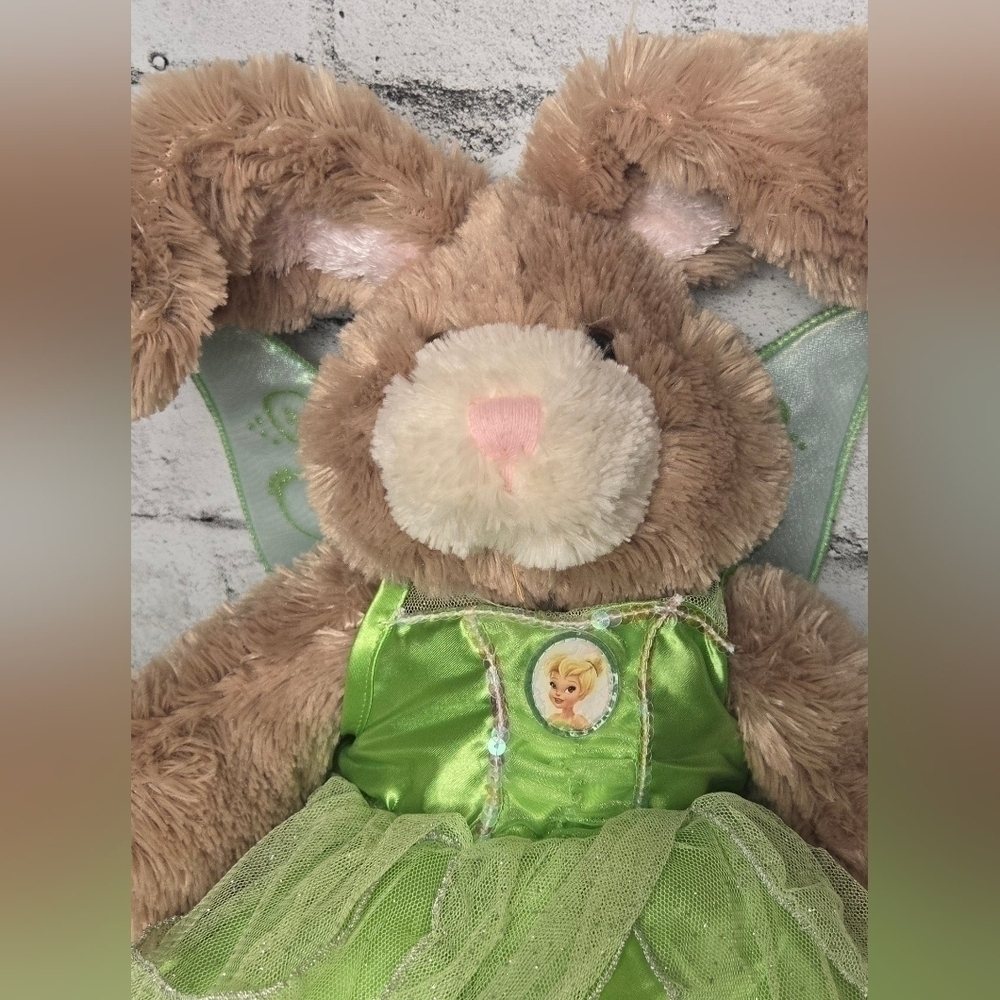 Build a Bear Workshop Bunny with Bendable Ears. Comes in a Tinkerbell Dress - Picture 3 of 9